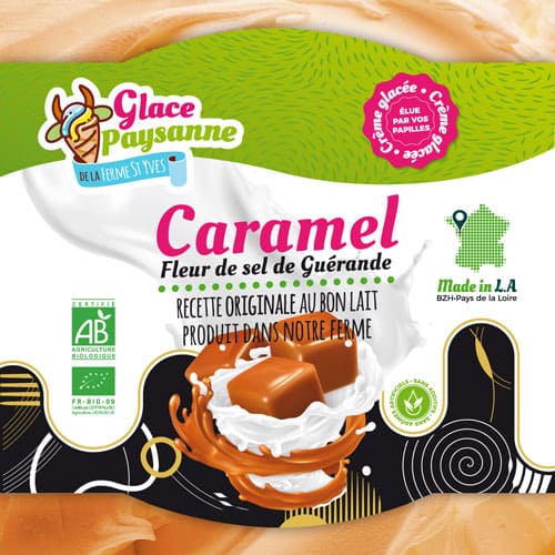 Étiquette crème glacée Caramel