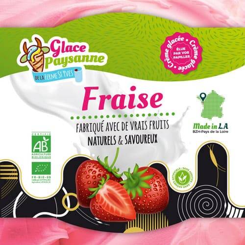 Étiquette crème glacée Fraise