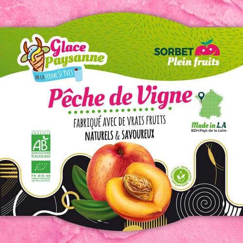 Étiquette sorbet Pêche de Vigne